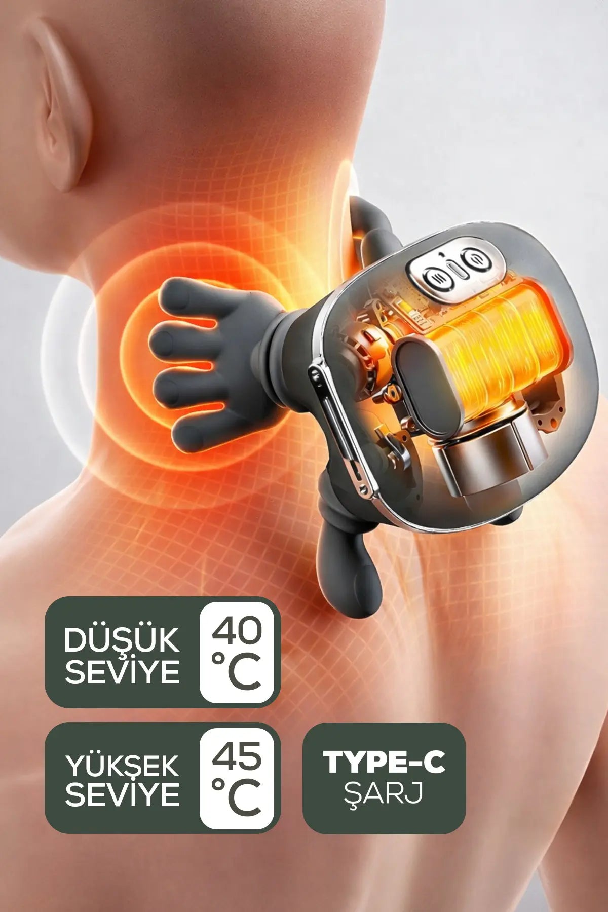 Isıtmalı Şarjlı Boyun ve Omuz Masaj Aleti