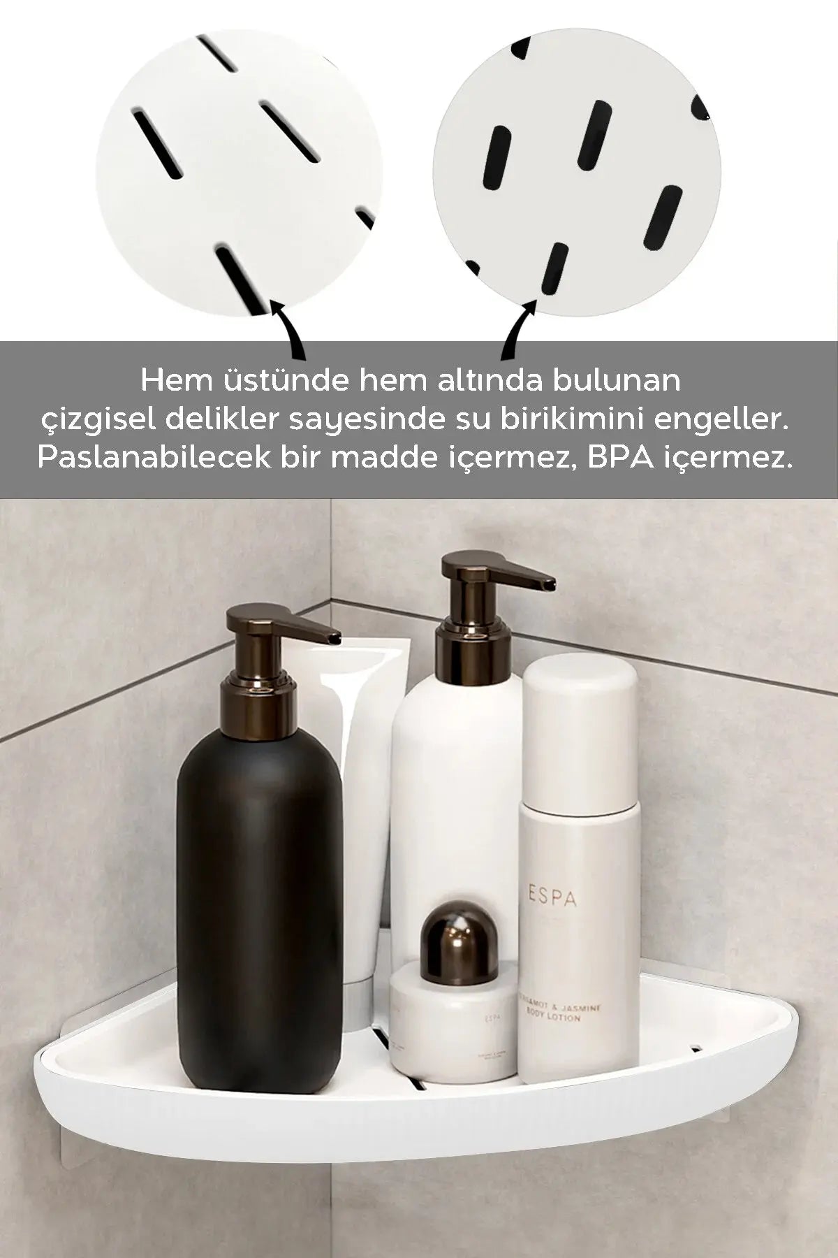 3’lü Yapışkanlı Banyo Köşe Rafı